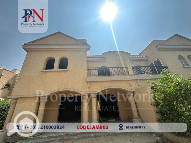 Twin Villa Model H for Sale in Madinaty, Area: 280 m2,   Land Area:460m2, 03 Bedrooms (Including 1 Master bedroom with private bathroom)  03 Bathrooms