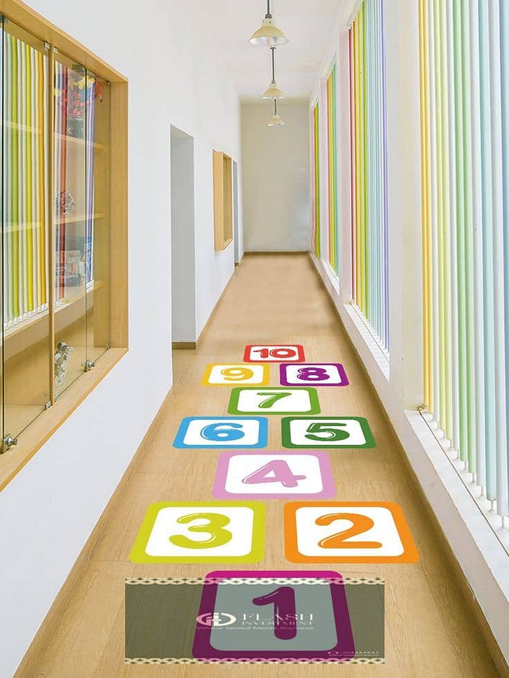 2 1set Kids Digital Graphic Floor Sticker, Cartoon PVC Number Print Floor Game Sticker For Household. jpeg