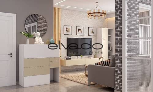 1 Bedroom Apartment for Sale in New Cairo, Cairo - entryway-design-with-handleless-shoe-cabinet-and-round-mirror. jpg