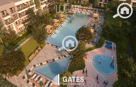 شقة 3 غرف نوم للبيع في الشيخ زايد، الجيزة - Gates Developments - Lugar - Bird eye - pool. jpg