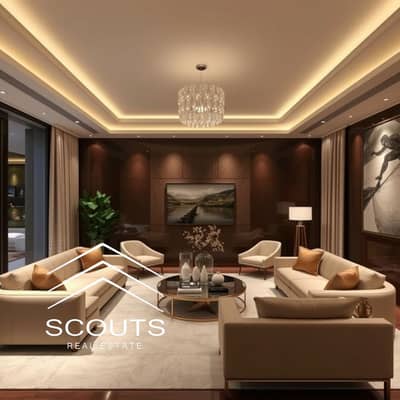 2 Bedroom Flat for Sale in New Cairo, Cairo - Modern Luxury Living Room Interior. jpg