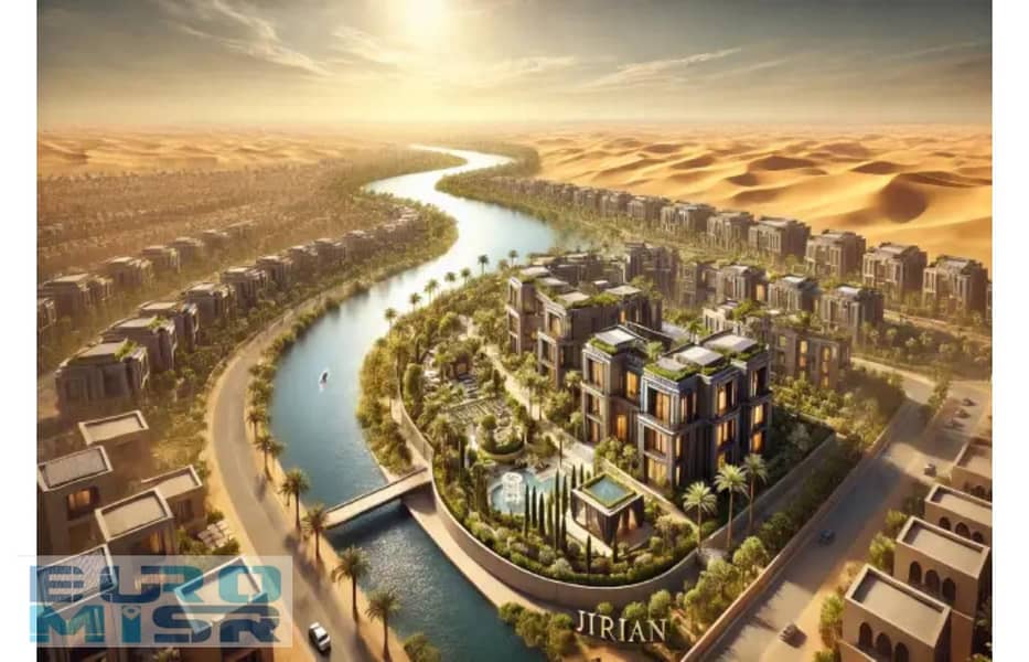 3 DALL·E-2025-03-16-13.03. 24-A-breathtaking-aerial-view-of-a-luxurious-residential-compound-named-Jirian-in-West-Cairo-Sheikh-Zayed. -The-scene-showcases-the-majestic-Nile-River-1. jpg