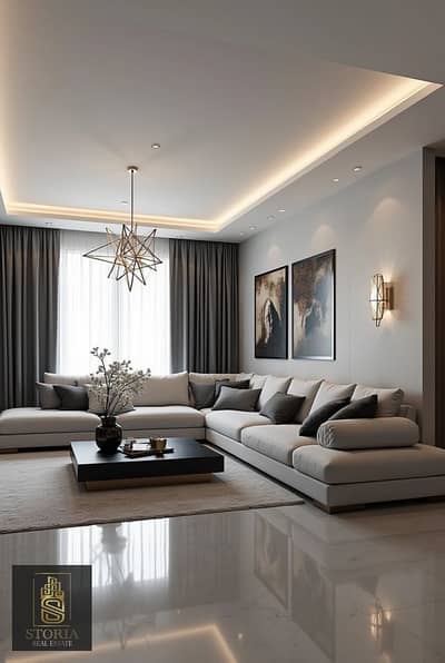 شقة 2 غرفة نوم للبيع في القاهرة الجديدة، القاهرة - Sala minimalista moderna y elegante AG Glamour. jpg
