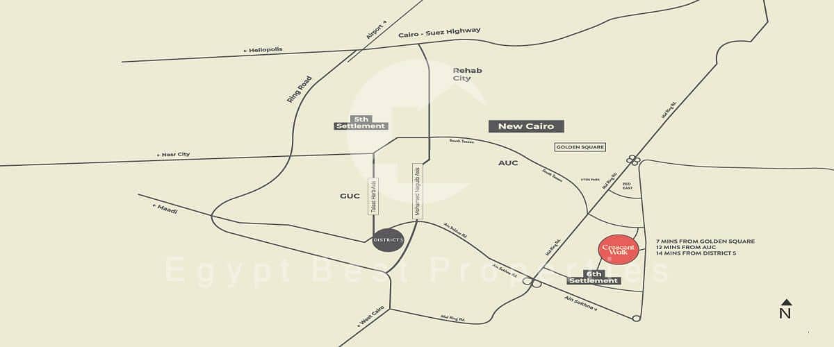 7 Location-of-Crescent-Walk-New-Cairo-Compound. jpg