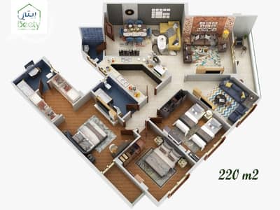 3 Bedroom Apartment for Sale in Shorouk City, Cairo - شقة 220م بانوراما بالشروق على حديقة بالتقسيط