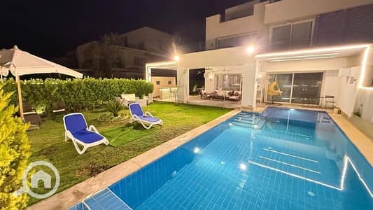 شاليه 3 غرف نوم للايجار في الساحل الشمالي، مطروح - شاليه للايجار في هاسيندا باي chalet for rent at hacienda bay with pool