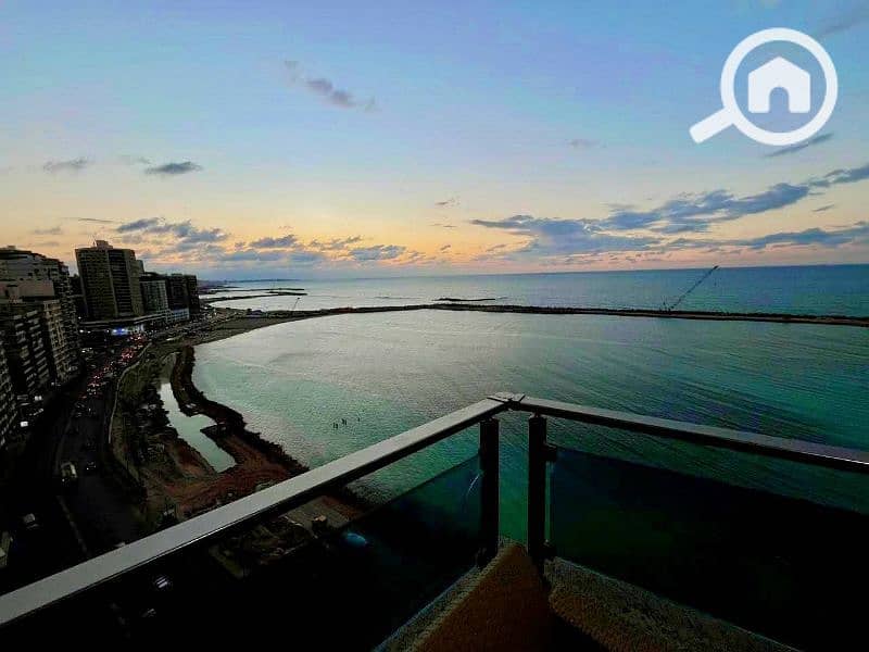 ايجار بحر مباشر خليل حماده سيدى بشر ٣ غرف و ٢ حمام
