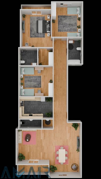 شقة 3 غرف نوم للبيع في مدينة بدر، القاهرة - 166 top view scaled 1.5 . png
