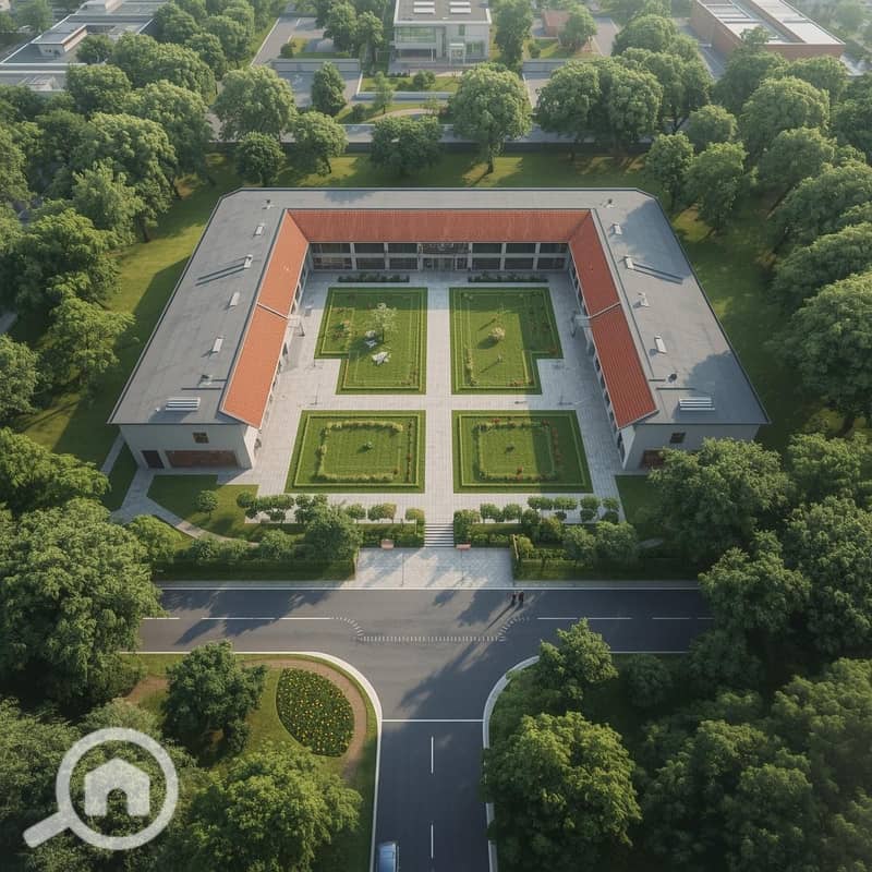 5 High Angle Wide Shot Showing The School Land With Four Open Facades Including 2,332 Sqm Dedicated School Garden And 6m Service Road, Lush Green Surroundings, Realistic Photorealistic (2). jpg