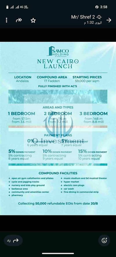 3 Bedroom Flat for Sale in New Cairo, Cairo - 1000139474. jpg