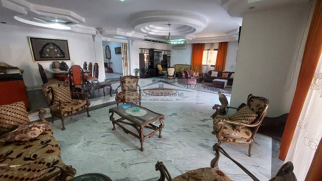 Furnished apartment for rent in Nasr City, Al-Ahly Club, area 320 square meters, on the main road