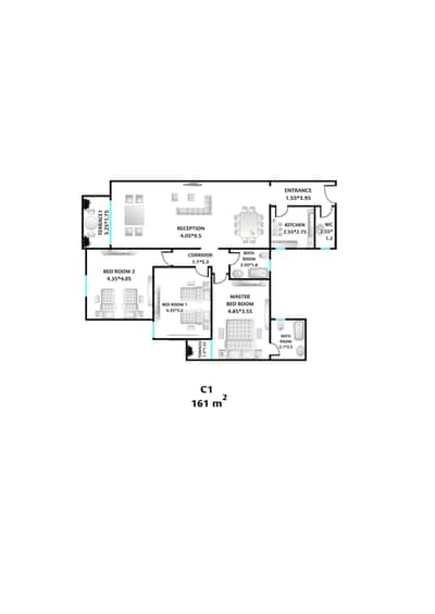 فلیٹ 3 غرف نوم للبيع في سموحة، الإسكندرية - 161 b23. jpg