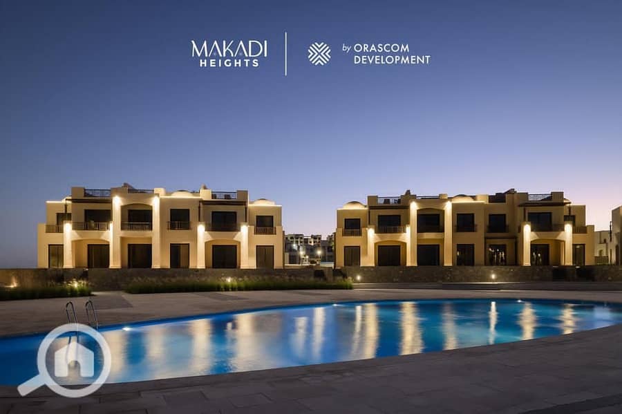 فرصه متتفوتش باقل مقدم امتلك شاليه في الغردقه قريه مكادى هايتس 102م +18 م تراس مع شركه اوراسكوم