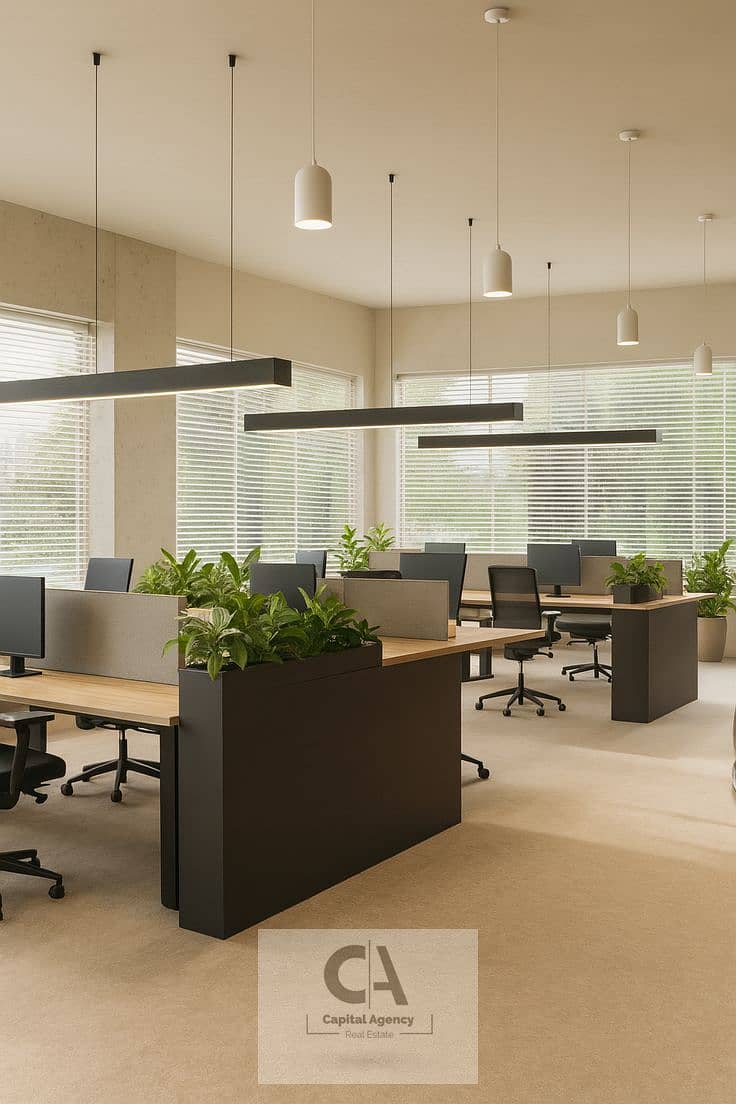 4 Lichte open kantoorruimte met planten en privacy. jpg