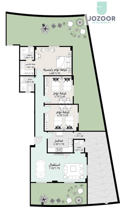 3 Bedroom Apartment for Sale in New Cairo, Cairo - ground 160m. jpg