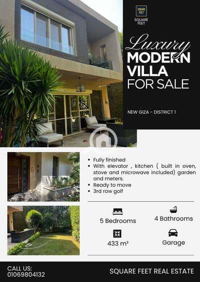 5 Bedroom Villa for Sale in 6th of October, Giza - Black White Bold Simple Villa Promotion Poster. png