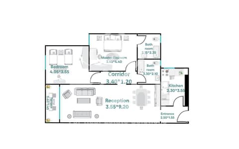 شقة 2 غرفة نوم للبيع في سموحة، الإسكندرية - ESLAM WW. png