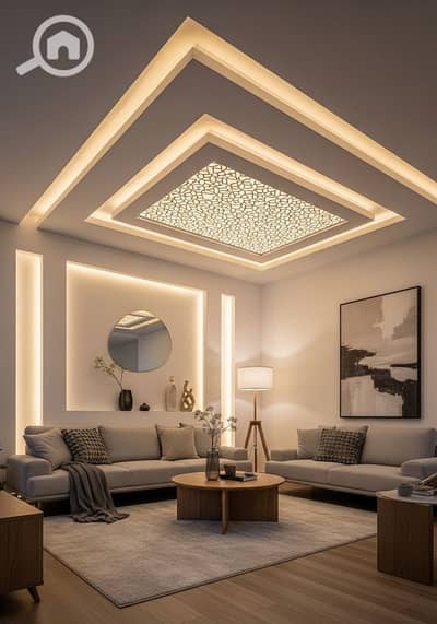 2 Bedroom Flat for Sale in Sheikh Zayed, Giza - Ceiling Glow-Up_ 22 Stunning Ideas. jpeg 2 Bedroom Flat for Sale in Sheikh Zayed, Giza - Ceiling Glow-Up_ 22 Stunning Ideas. jpeg