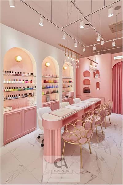 محلات تجارية  للايجار في القاهرة الجديدة، القاهرة - Salon furniture nail spa desk marble manicure pink nail table. jpg