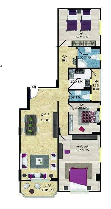 فلیٹ 3 غرف نوم للبيع في هليوبوليس الجديدة، القاهرة - 137متر يمين الواجهة. jpeg