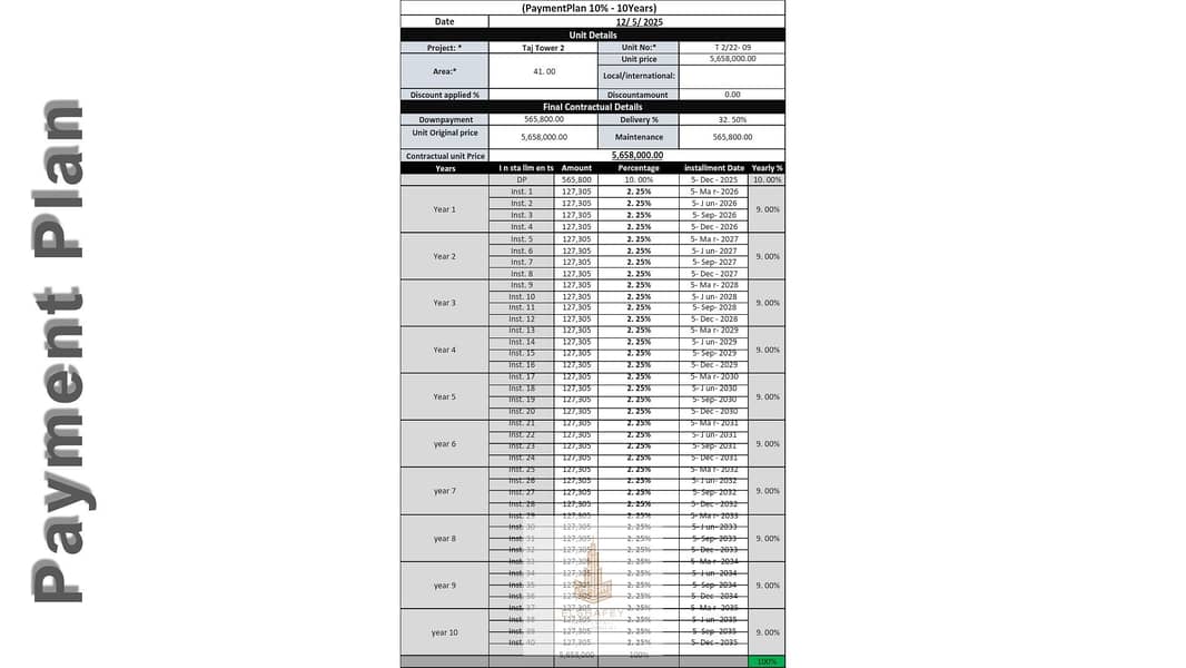 10 taj tower 2 - 41m - 22th - Infinty View - 5,658,000. pdf_20251228_133304_٠٠١٠. jpg
