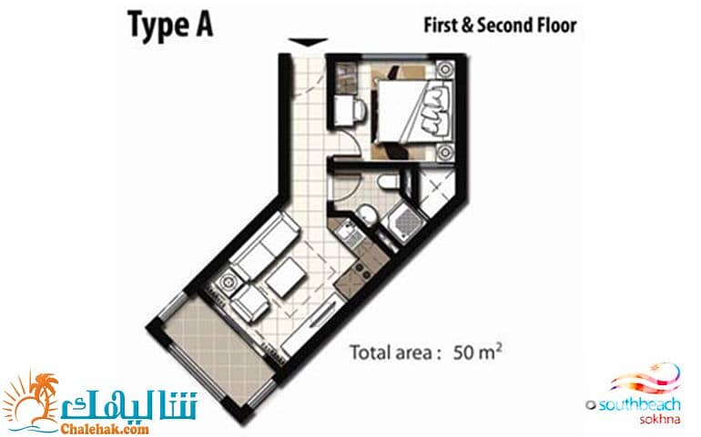 14 شالية-للبيع-العين-السخنة-منتجع-بورتو-ساوث-بيتش-chalet-for-sale-porto-south-beach-resort-ain-sokhna-unit-plan-50m-type-a. jpg