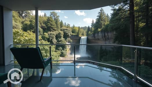 شاليه 2 غرفة نوم للبيع في الساحل الشمالي، مطروح - Cinematic wide-angle shot of a cantilevered gla. . . . png