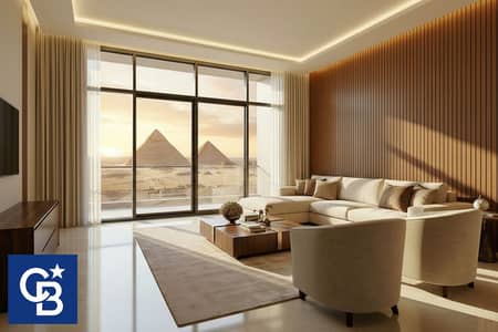 2 Bedroom Hotel Apartment for Sale in 6th of October, Giza - PyramidsView-غرفة معيشة. png