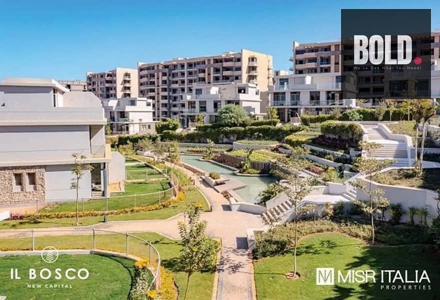 Prime Apartment 129m with Garden Ready to move | Prime Location & View | IL Bosco - New Capital City - Więcej