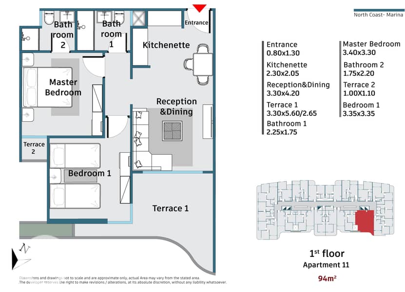 For the first time in Marina 1, a complete hotel project with the highest investment return, a hotel unit of 94 square meters with an open view. - Ansicht 2