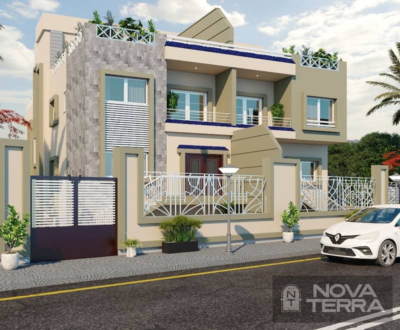 Twin House for Sale – 9th District,Sheikh Zayed-Near 26th of July Axis and Alexandria Desert Road, Hyper One, Mall of Arabia – pohled 3