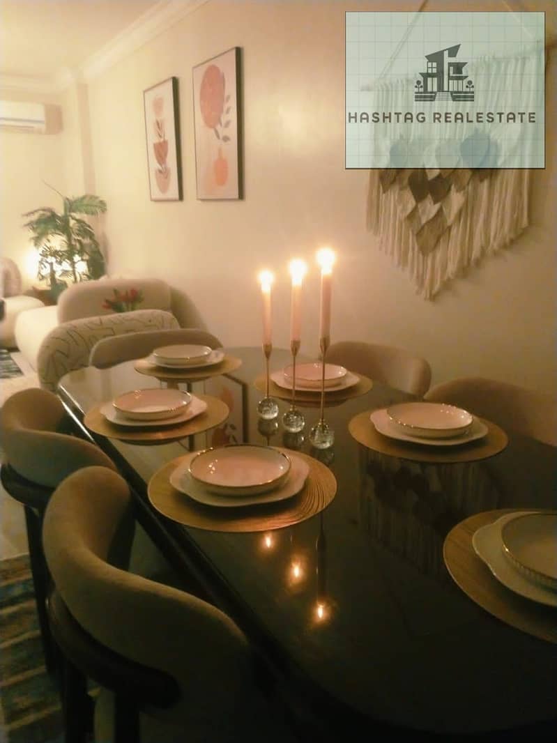 Hotel apartment for rent inside a compound in the heart of Sheikh Zayed, fully furnished with hotel furniture, fully air-conditioned, in the Janna Zayed compound, consisting of 3 rooms and 3 bathrooms, located on an elevated ground floor. - Widok 4