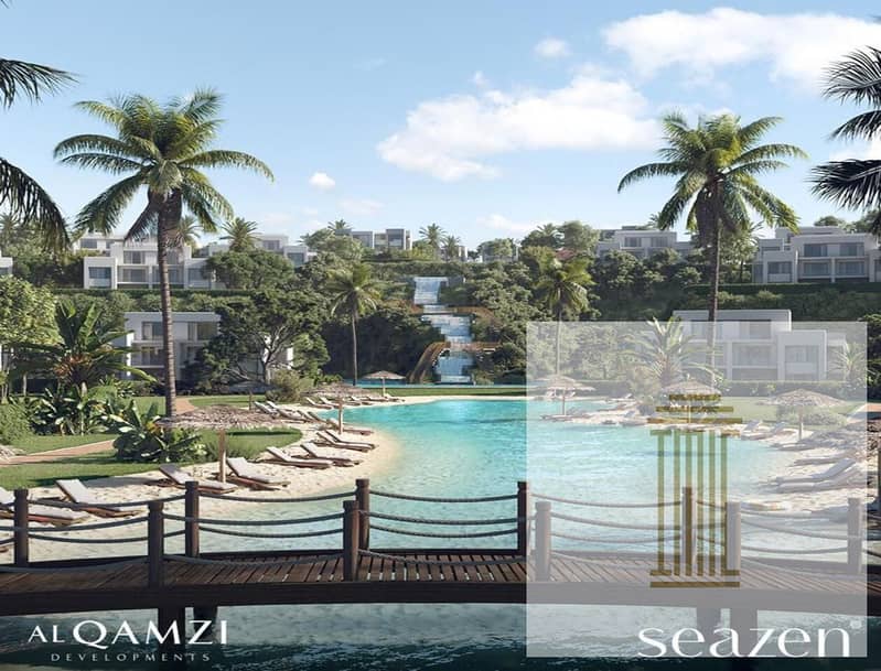 3-room chalet at Seasons Ras El Hekma Resort, hotel finishing, with air conditioners and kitchen, sea view, 8-year installment, 10% down payment - Aanzicht 5