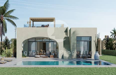 4 Bedroom Villa for Sale in Gouna, Red Sea - 08-villa-type-D-front-facade-1. jpg 4 Bedroom Villa for Sale in Gouna, Red Sea - 08-villa-type-D-front-facade-1. jpg