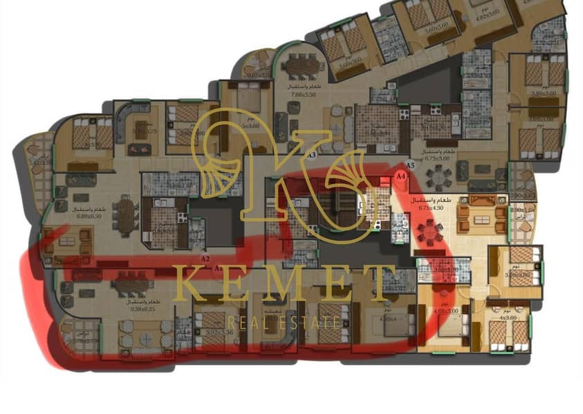 210m apartment in Al Lotus Al Shamayah, second floor, open view, immediate delivery, semi-finishing. - Widok 4
