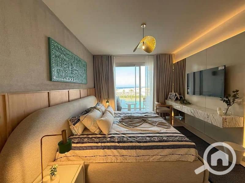 1BR chalet Studio on the marina Views in Marassi North coast Luxury chalet with prime view for rent in Marassi North Coast - Više