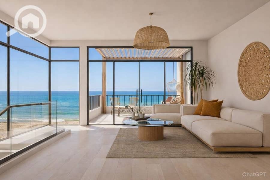 Panoramic sea & pool view chalet, fully finished with furniture, for sale with installments in a premium resort in Ain Sokhna. - Widok 2