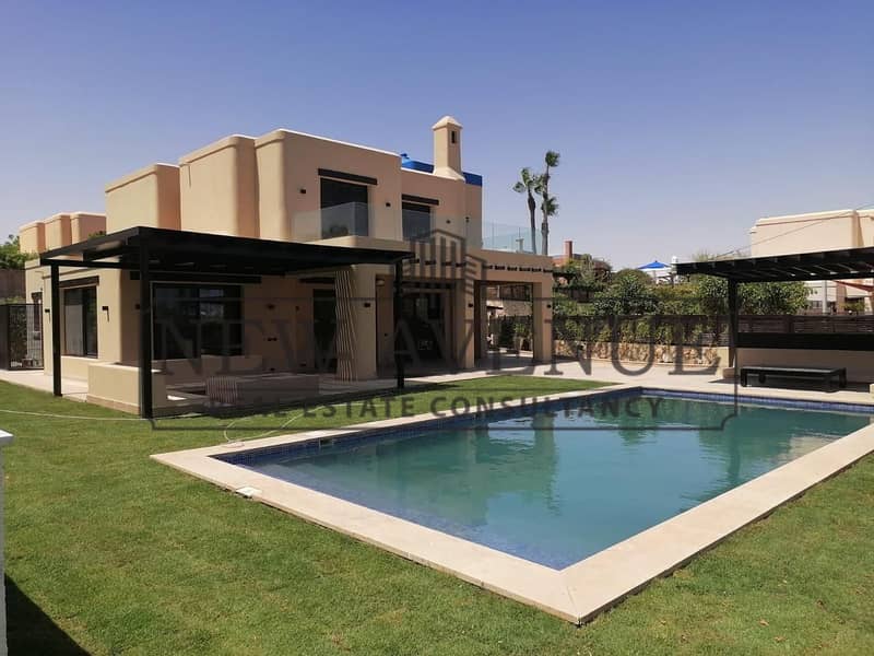 prime location 5th row with private pool and cabin on lagoon ready to move fully finished standalone for sale in hacienda red - north coast - Widok 2