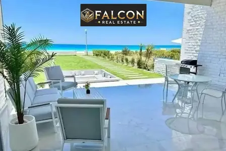 Open view ,First row , Prime Chalet for sale in Marina Alamein, beside Alamein Towers, near Marassi, Amwaj, Mazarine & Airport