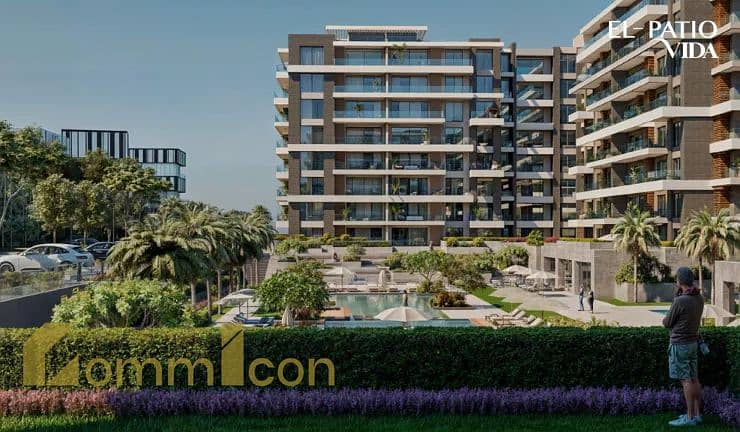 Apartment for sale with only 5% down payment in the compound El PATIO VIDA near the American University and the Golden Square, New Cairo - 6th of October - Widok 6