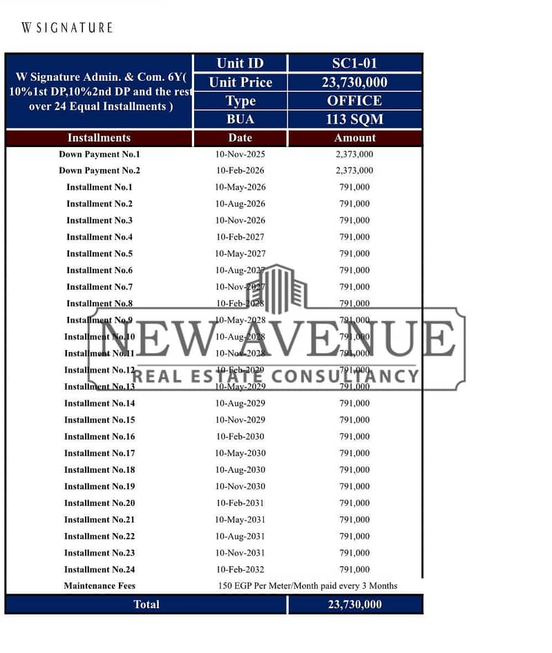Office for sale with Installments at waterway New Cairo - Mehr