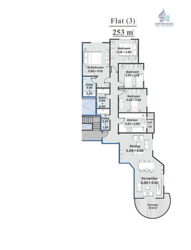 Apartment 253 sqm, north-facing with a view of the square in the main project of Beit Al-Watan, installment plan for 36 months. - Widok 2