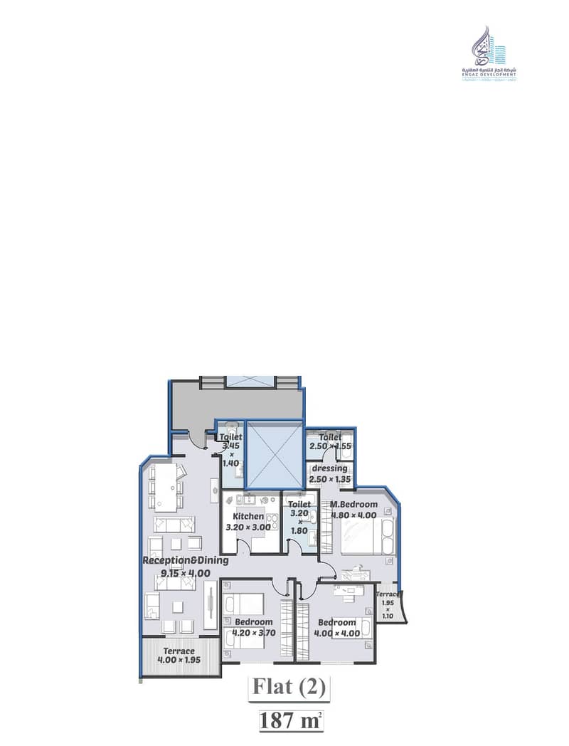 Apartment 253 sqm, north-facing with a view of the square in the main project of Beit Al-Watan, installment plan for 36 months. - Widok 4
