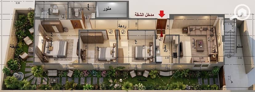 3 Bedroom Flat for Sale in New Cairo, Cairo - 134م 3d. jpg 3 Bedroom Flat for Sale in New Cairo, Cairo - 134م 3d. jpg
