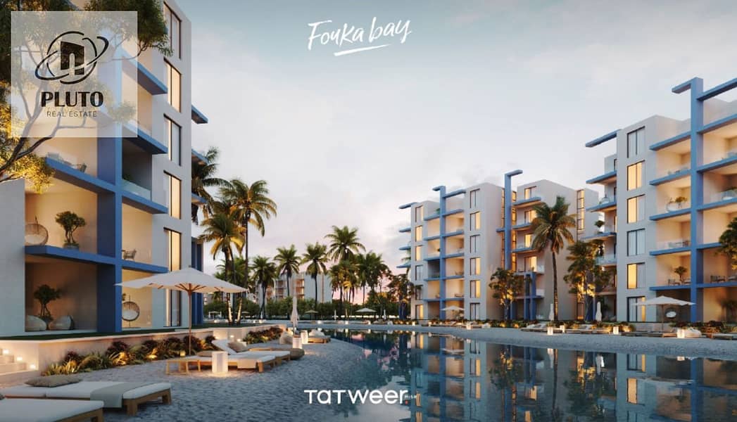 For sale at the lowest price: Hotel-style ground floor apartment with garden, full sea and swimming pool view in Fouka Bay Ras El Hekma. - Vedere 3