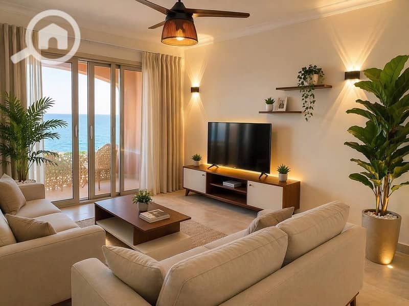 prime sea view fully finished chalet for sale in telal soul north coast - Widok 3
