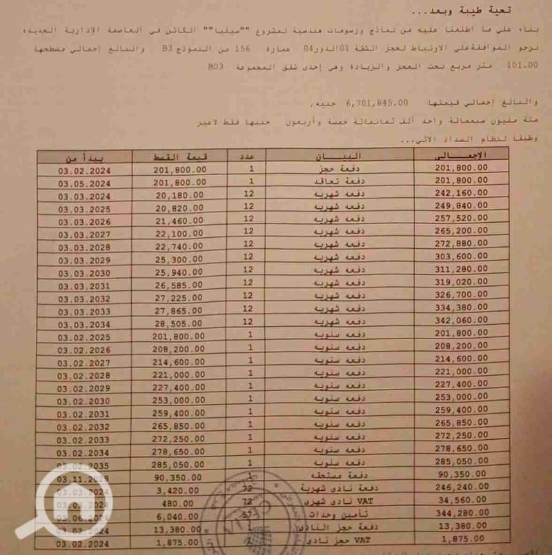 For sale in Celia Talaat Mustafa, an apartment of 101 square meters with a view that is not open. – pohled 4