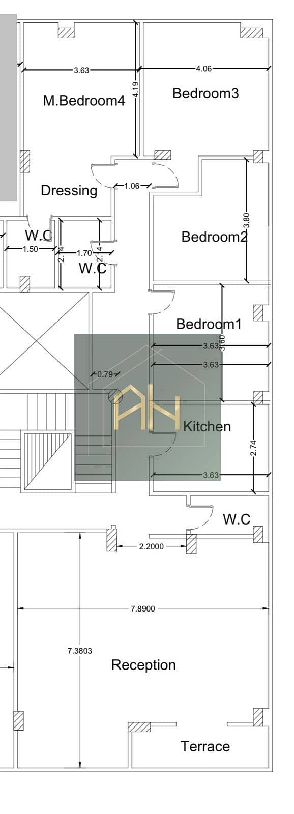 Last apartment 230m repeated 4 rooms in Al-Banfsaj Palace with a northern facade overlooking the most beautiful park, not one garden but two gardens. - Vista 5