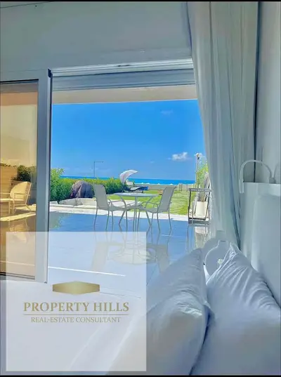 The lowest price for a very special chalet with a sea view in Ras El Hikma from Sodic with installment plans next to Mountain View, La Vista, and Sea Shore, featuring a clubhouse, commercial area, swimming pools, and a hotel.