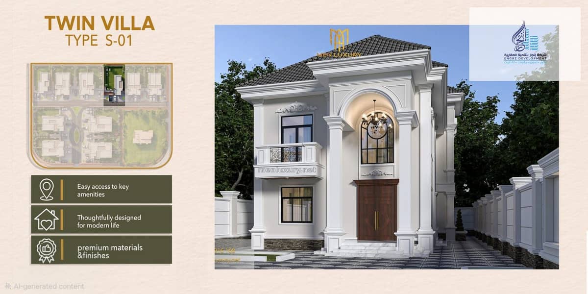 Own a Twin Villa with luxurious architectural design and a stunning view in the finest areas of New Zayed. - Mehr